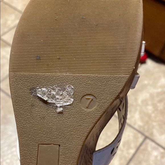 White Size 7 Cork Heeled Wedge Sandals - Picture 8 of 8